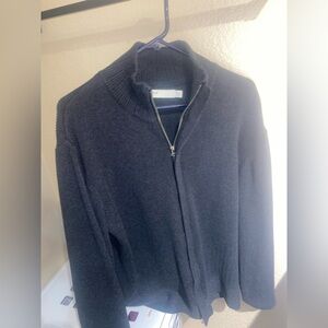 Perry Ellis Men’s long sleeve size large sweater full zip gray